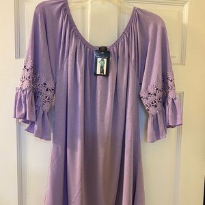 WinWin Purple Ruffle Sleeve Tunic NWT